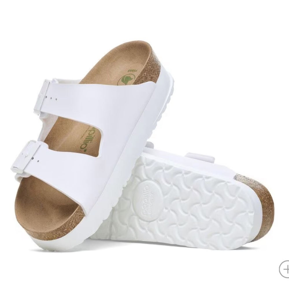 Papillio White Two‑Strap Cork Footbed Sandals
